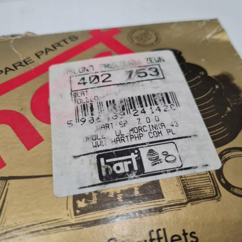 SEAT TOLEDO I OSŁONA PRZEGUBU NAPĘDOWEGO HART 402 753 SEAT TOLEDO I OSŁONA PRZEGUBU NAPĘDOWEGO HART 402 753