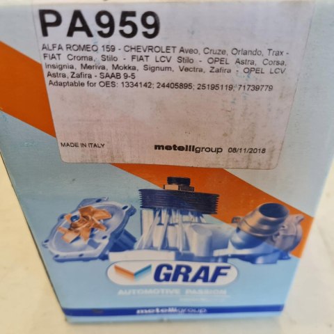 OPEL ASTRA G H J INSINGNIA ZAFIRA B 1.6 1.8 POMPA WODY GRAF PA959 OPEL ASTRA G H J INSINGNIA ZAFIRA B 1.6 1.8 POMPA WODY GRAF PA959