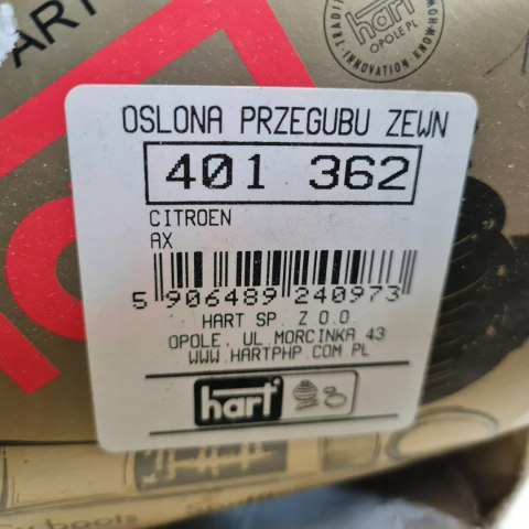 CITROEN AX OSŁONA PRZEGUBU NAPĘDOWEGO HART 401 362