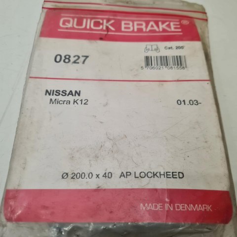 NISSAN MICRA K12 ZESTAW MONTAŻOWY SZCZĘK HAMULCOWYCH QUICK BRAKE 0827 NISSAN MICRA K12 ZESTAW MONTAŻOWY SZCZĘK HAMULCOWYCH QUICK BRAKE 0827