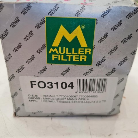 RENAULT MASTER I 2.4 D FILTR OLEJU MULLER FILTER FO3104