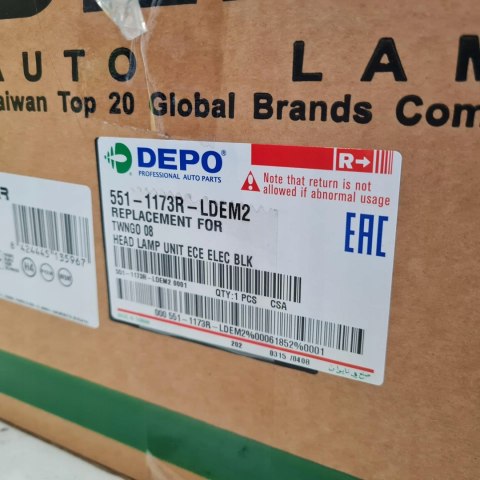 RENAULT TWINGO 08- LAMPA REFLEKTOR PRAWY DEPO 08-551-1173R RENAULT TWINGO 08- LAMPA REFLEKTOR PRAWY DEPO 08-551-1173R