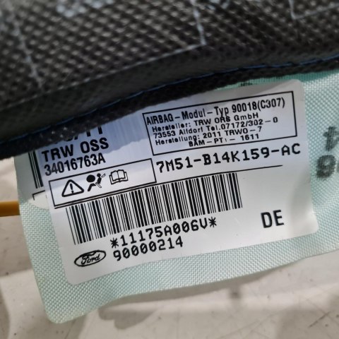 FORD FOCUS II KURTYNA AIRBAG LEWA 7M51B14K159AC FORD FOCUS II KURTYNA AIRBAG LEWA 7M51B14K159AC