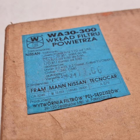 NISSAN VANETTE URVAN FILTR POWIETRZA PZL-SĘDZISZÓW WA30-300 NISSAN VANETTE URVAN FILTR POWIETRZA PZL-SĘDZISZÓW WA30-300