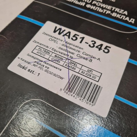 OPEL COMBO CORSA B 1.5 1.7 D FILTR POWIETRZA WA51-345