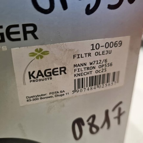 BMW 3 E21 E30 5 E12 E28 FILTR OLEJU KAGER 10-0069