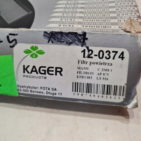 FIAT PANDA 0.9 UNO 0.9 1.0 1.1 FILTR PALIWA POWIETRZA KAGER 12-0374 FIAT PANDA 0.9 UNO 0.9 1.0 1.1 FILTR PALIWA POWIETRZA KAGER 12-0374
