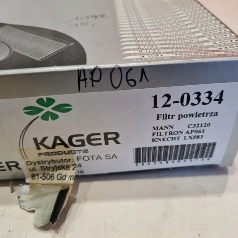 FORD TRANSIT 91-00 FILTR POWIETRZA KAGER 12-0334 FORD TRANSIT 91-00 FILTR POWIETRZA KAGER 12-0334