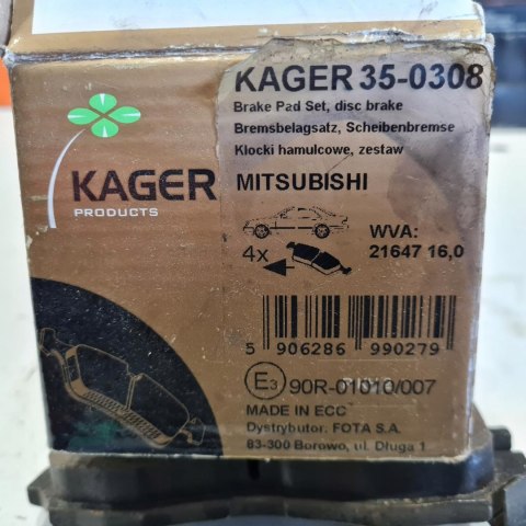MITSUBISHI ECLIPSE I II GALANT IV V VI KLOCKI HAMULCOWE KPL KAGER 35-0308 MITSUBISHI ECLIPSE I II GALANT IV V VI KLOCKI HAMULCOWE KPL KAGER 35-0308