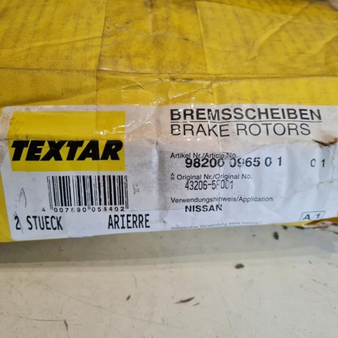 NISSAN MICRA K11 TARCZA HAMULCOWA TEXTAR 98200096501 NISSAN MICRA K11 TARCZA HAMULCOWA TEXTAR 98200096501