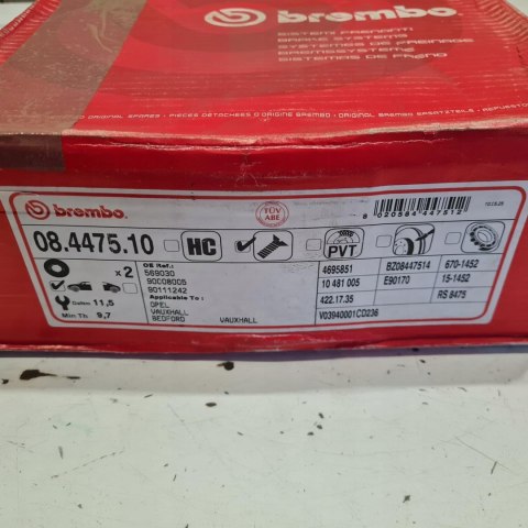 OPEL ASTRA F VECTRA A TARCZE HAMULCOWE KOMPLET BREMBO 08.4475.10 OPEL ASTRA F VECTRA A TARCZE HAMULCOWE KOMPLET BREMBO 08.4475.10