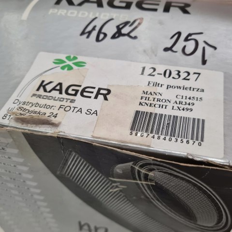 RENAULT CLIO I II KANGOO 1.2 FILTR POWIETRZA KAGER 12-0327 RENAULT CLIO I II KANGOO 1.2 FILTR POWIETRZA KAGER 12-0327