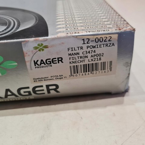 VW GOLF II JETTA II FILTR POWIETRZA KAGER 12-0022