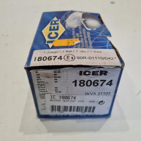 ALFA ROMEO 33 146 155 KLOCKI HAMULCOWE ICER 180674 ALFA ROMEO 33 146 155 KLOCKI HAMULCOWE ICER 180674