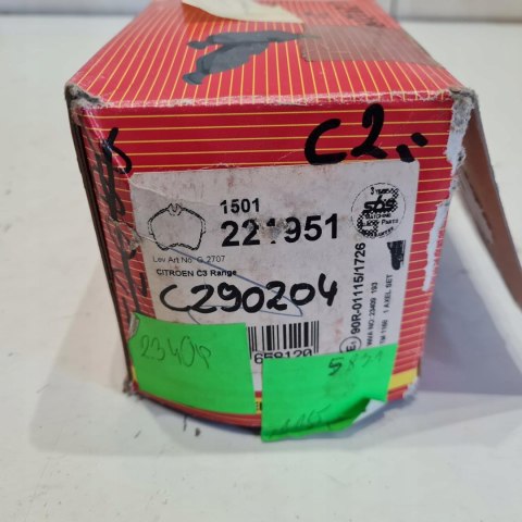CITROEN C3 I PLURIEL KLOCKI HAMULCOWE 221951 CITROEN C3 I PLURIEL KLOCKI HAMULCOWE 221951