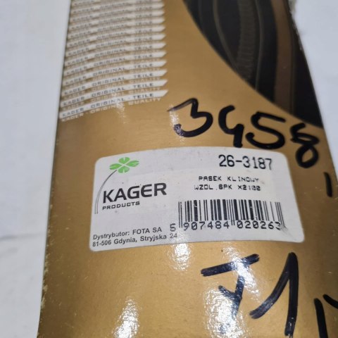 FORD MONDEO I II 1.8 2.0 16V PASEK KLINOWY KAGER 26-3187 FORD MONDEO I II 1.8 2.0 16V PASEK KLINOWY KAGER 26-3187