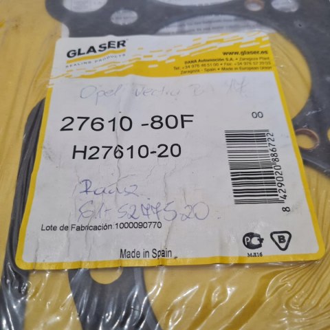 OPEL ASTRA F VECTRA A B 1.7 D USZCZELKA GŁOWICY GLASER H27610-20 OPEL ASTRA F VECTRA A B 1.7 D USZCZELKA GŁOWICY GLASER H27610-20