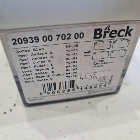 OPEL MANTA B VECTRA A KLOCKI HAMULCOWE BRECK 209390070200 OPEL MANTA B VECTRA A KLOCKI HAMULCOWE BRECK 209390070200