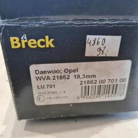 OPEL VECTRA B 2.0 DTI KLOCKI HAMULCOWE BRECK 218620070100 OPEL VECTRA B 2.0 DTI KLOCKI HAMULCOWE BRECK 218620070100
