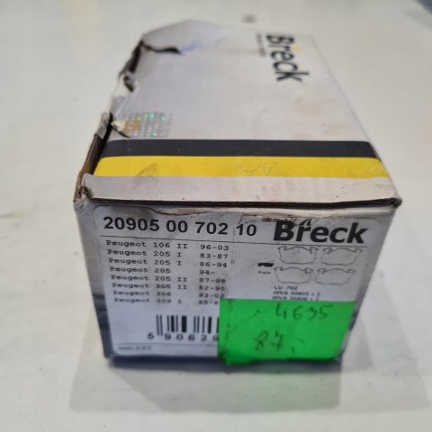 PEUGEOT 205 309 405 KLOCKI HAMULCOWE BRECK 209050070210 PEUGEOT 205 309 405 KLOCKI HAMULCOWE BRECK 209050070210