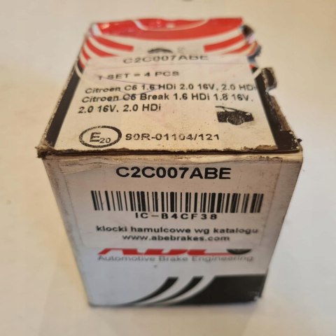 CITROEN C5 I II KLOCKI HAMULCOWE ABE C2C007ABE CITROEN C5 I II KLOCKI HAMULCOWE ABE C2C007ABE
