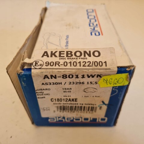 OPEL AGILA A SUZUKI WAGON R+ KLOCKI HAMULCOWE AKEBONO AN-8011WK OPEL AGILA A SUZUKI WAGON R+ KLOCKI HAMULCOWE AKEBONO AN-8011WK