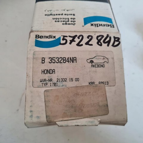 HONDA CIVIC IV KLOCKI HAMULCOWE KPL BENDIX 572284B HONDA CIVIC IV KLOCKI HAMULCOWE KPL BENDIX 572284B