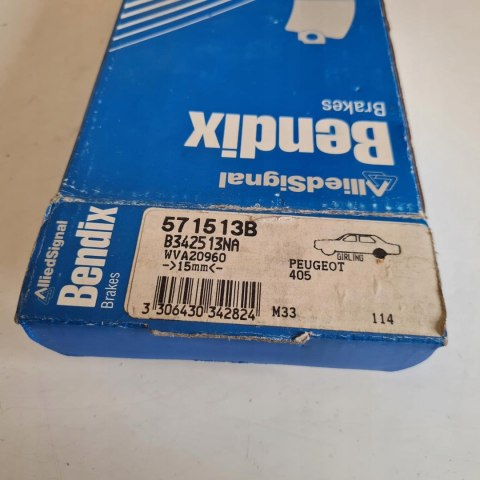 PEUGEOT 405 KLOCKI HAMULCOWE KPL BENDIX 571513B PEUGEOT 405 KLOCKI HAMULCOWE KPL BENDIX 571513B