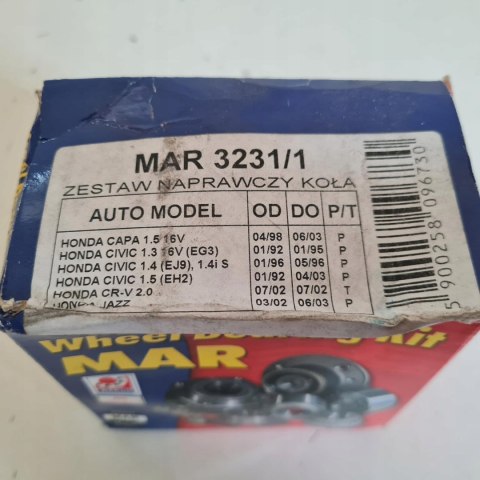 HONDA CIVIC 92-03 ŁOŻYSKO KOŁA PRZÓD MAR 3231/1 HONDA CIVIC 92-03 ŁOŻYSKO KOŁA PRZÓD MAR 3231/1