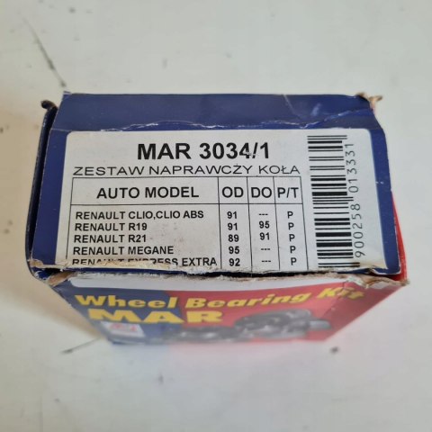 RENAULT CLIO I 19 21 MEGANE ŁOŻYSKO KOŁA PRZÓD MAR 3034/1 RENAULT CLIO I 19 21 MEGANE ŁOŻYSKO KOŁA PRZÓD MAR 3034/1
