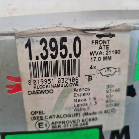 DAEWOO ESPERO NEXIA LANOS KLOCKI HAMULCOWE KPL RAICAM 1.395.0 DAEWOO ESPERO NEXIA LANOS KLOCKI HAMULCOWE KPL RAICAM 1.395.0