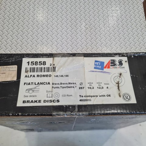 FIAT BRAVO BRAVA MAREA TARCZE HAMULCOWE KPL A.B.S. 15858 FIAT BRAVO BRAVA MAREA TARCZE HAMULCOWE KPL A.B.S. 15858
