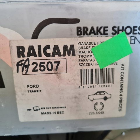 FORD TRANSIT SZCZĘKI HAMULCOWE KPL RAICAM 2507 FORD TRANSIT SZCZĘKI HAMULCOWE KPL RAICAM 2507