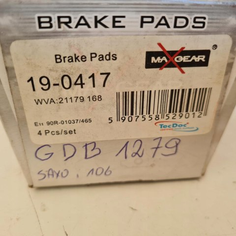 CITROEN AX SAXO PEUGEOT 106 KLOCKI HAMULCOWE KPL MAXGEAR 19-0417 CITROEN AX SAXO PEUGEOT 106 KLOCKI HAMULCOWE KPL MAXGEAR 19-0417