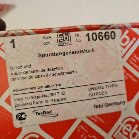 CITROEN C4 SAXO PEUGEOT 206 307 KOŃCÓWKA DRĄŻKA FEBI BILSTEIN 10660