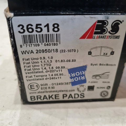 FIAT 131 PANDA RITMO UNO KLOCKI HAMULCOWE KPL A.B.S. 36518 FIAT 131 PANDA RITMO UNO KLOCKI HAMULCOWE KPL A.B.S. 36518