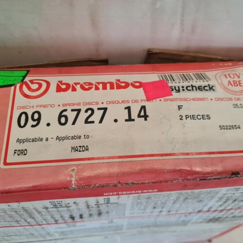 FORD ESCORT V VI VII FIESTA IV KA TARCZE HAMULCOWE KPL BREMBO 09.6727.14 FORD ESCORT V VI VII FIESTA IV KA TARCZE HAMULCOWE KPL BREMBO 09.6727.14