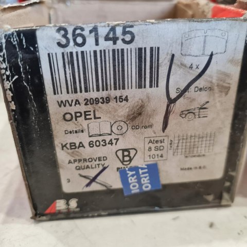 OPEL ASCONA B C CORSA A KADETT E KLOCKI HAMULCOWE KPL A.B.S. 36145 OPEL ASCONA B C CORSA A KADETT E KLOCKI HAMULCOWE KPL A.B.S. 36145