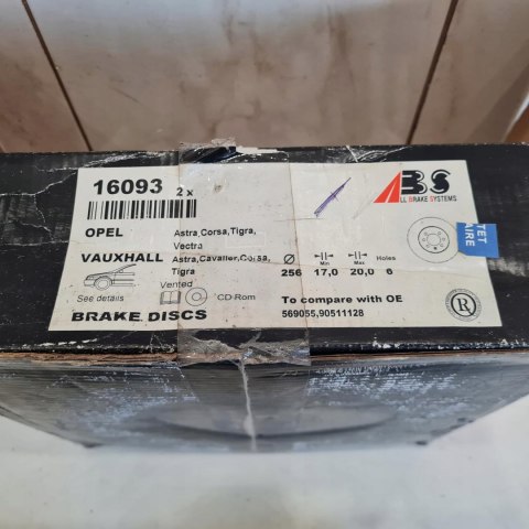 OPEL ASTRA F VECTRA A TIGRA CORSA B TARCZE HAMULCOWE KPL A.B.S. 16093 OPEL ASTRA F VECTRA A TIGRA CORSA B TARCZE HAMULCOWE KPL A.B.S. 16093