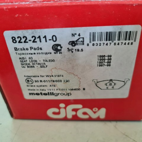 AUDI SEAT SKODA VOLKSWAGEN KLOCKI HAMULCOWE CIFAM 822-211-0 AUDI SEAT SKODA VOLKSWAGEN KLOCKI HAMULCOWE CIFAM 822-211-0