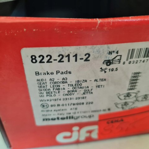 AUDI SEAT SKODA VOLKSWAGEN KLOCKI HAMULCOWE CIFAM 822-211-2 AUDI SEAT SKODA VOLKSWAGEN KLOCKI HAMULCOWE CIFAM 822-211-2