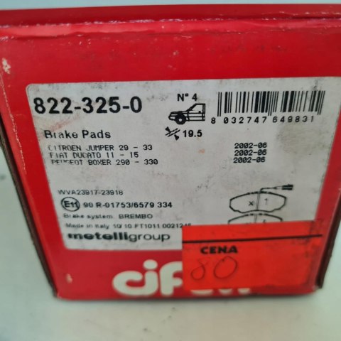 CITROEN JUMPER PEUGEOT BOXER FIAT DUCATO KLOCKI HAMULCOWE CIFAM 822-325-0 CITROEN JUMPER PEUGEOT BOXER FIAT DUCATO KLOCKI HAMULCOWE CIFAM 822-325-0