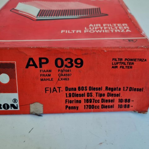 FIAT DUNA FIORINO REGATA TIPO FILTR POWIETRZA FILTRON AP 039 FIAT DUNA FIORINO REGATA TIPO FILTR POWIETRZA FILTRON AP 039