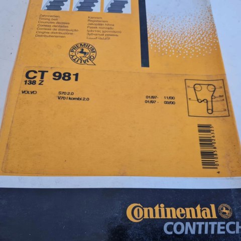 VOLVO S70 V70 2.4 PASEK ROZRZĄDU CONTITECH CT981