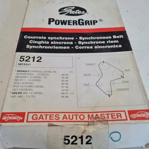 RENAULT 19 21 VOLVO 340 440 1.9D PASEK ROZRZĄDU GATES 5212 RENAULT 19 21 VOLVO 340 440 1.9D PASEK ROZRZĄDU GATES 5212