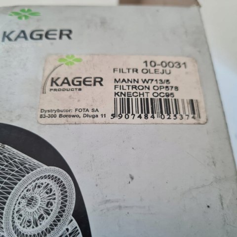 ALFA ROMEO 145 146 164 FILTR OLEJU KAGER 10-0031 ALFA ROMEO 145 146 164 FILTR OLEJU KAGER 10-0031