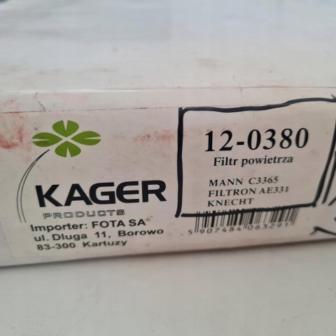 MITSUBISHI GALANT III IV 1.8 2.0 FILTR POWIETRZA KAGER 12-0380 MITSUBISHI GALANT III IV 1.8 2.0 FILTR POWIETRZA KAGER 12-0380