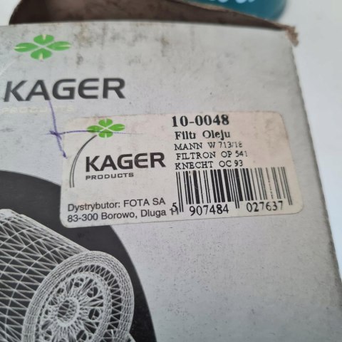 OPEL ASTRA F KADETT E VECTRA A 1.7D FILTR OLEJU KAGER 10-0048 OPEL ASTRA F KADETT E VECTRA A 1.7D FILTR OLEJU KAGER 10-0048