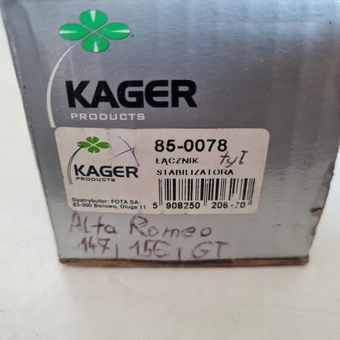 ALFA ROMEO 147 156 GT ŁĄCZNIK STABILIZATORA TYŁ KAGER 85-0078 ALFA ROMEO 147 156 GT ŁĄCZNIK STABILIZATORA TYŁ KAGER 85-0078