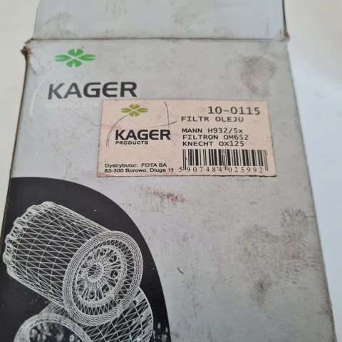 FORD GALAXY VW SHARAN 2.8 VR6 FILTR OLEJU KAGER 10-0115 FORD GALAXY VW SHARAN 2.8 VR6 FILTR OLEJU KAGER 10-0115
